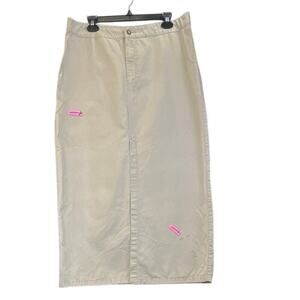 Old Navy Womens 16 Beige Long Front Slit Flaws Pocket Skirt Summer Casual